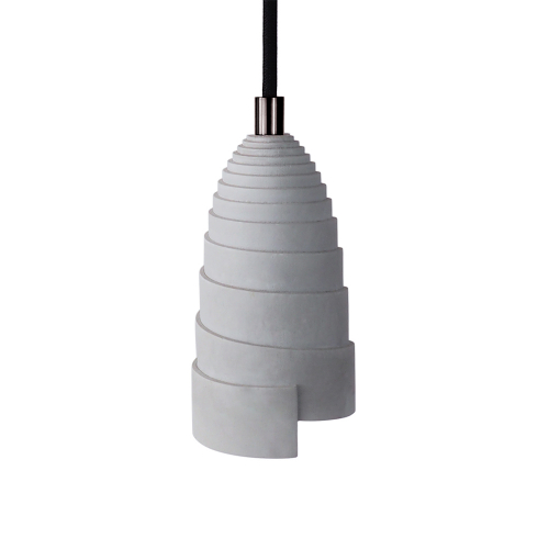 Lampe suspension en béton avec accessoires perle noire made in France