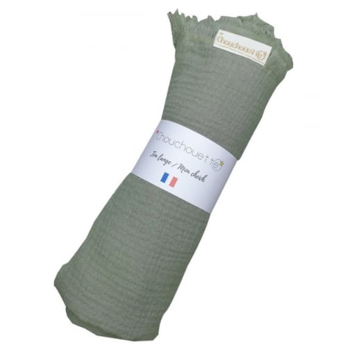 Lange / Cheich gaze de coton vert céladon made in France