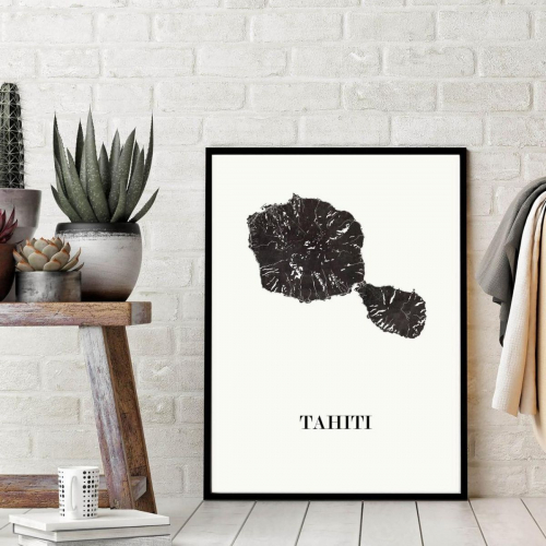 Tableau carte de Tahiti made in France fabriqué en france