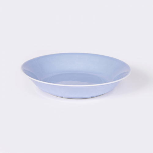 L'assiette creuse ronde en porcelaine - Bleu clair fabriqué en france