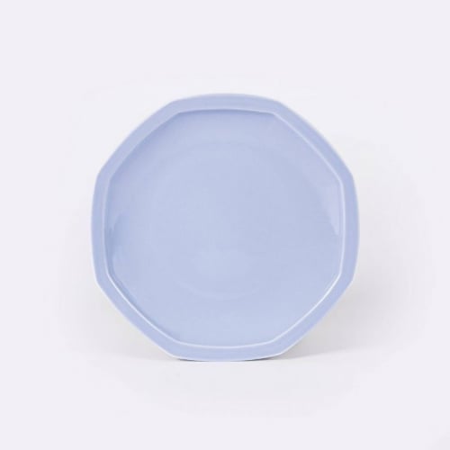 lassiette-octogonale-en-porcelaine-bleu-clair fabriqué en france